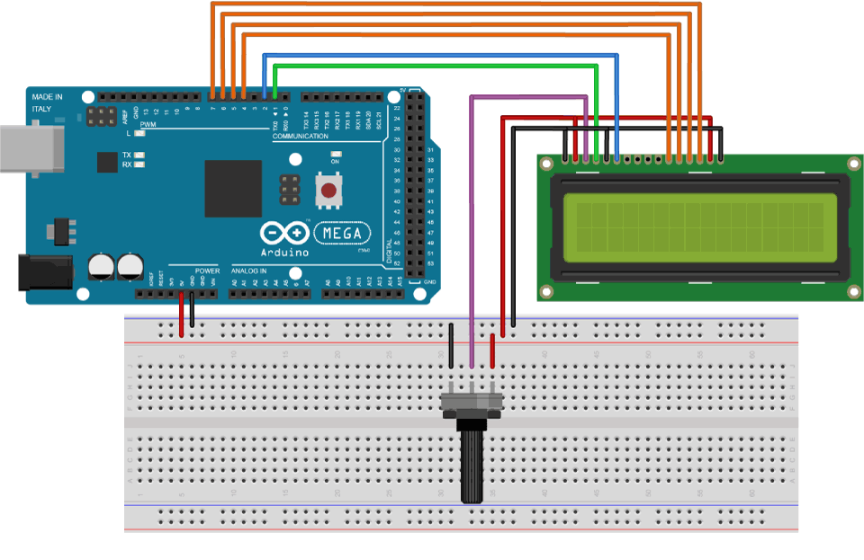 Arduino LCD Tutorial Circuit Schematic
