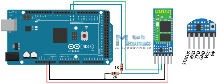 Arduino and HC 05 Bluetooth Module Circuit Schematics - Arduino Bluetooth Tutorial