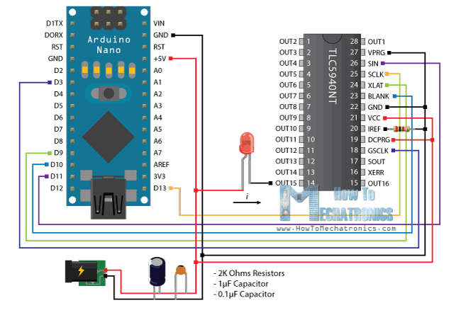Arduino-and-TLC5940-Wiring---Circuit-Schematics