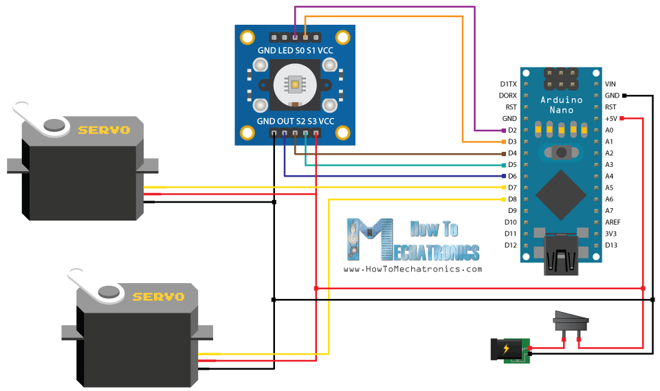 Arduino Color Sorting Machine Circuit Schematic