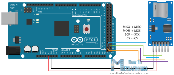 Arduino SD Card Module Circuit Schematics Tutorial