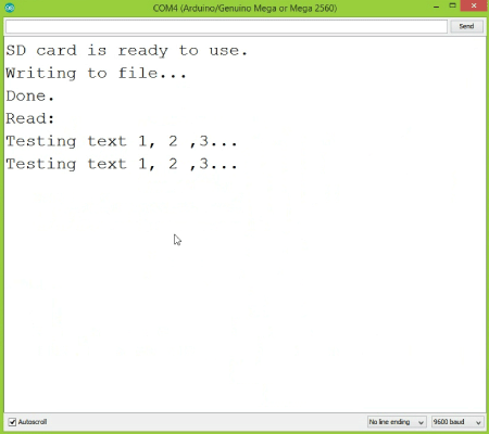 SD Card Serial Monitor Results