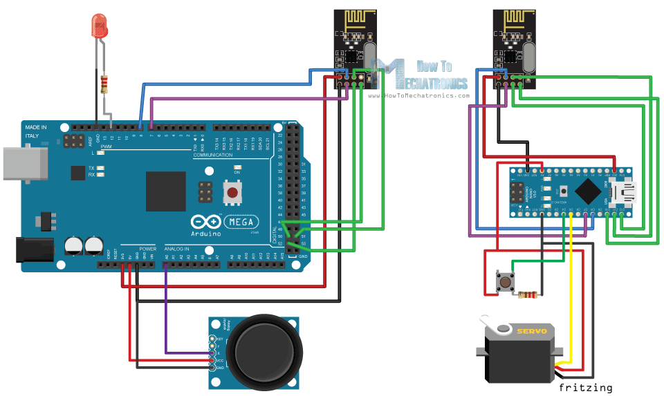 Arduino Wireless Communication NRF24L01 Circuit Schematic Tutorial
