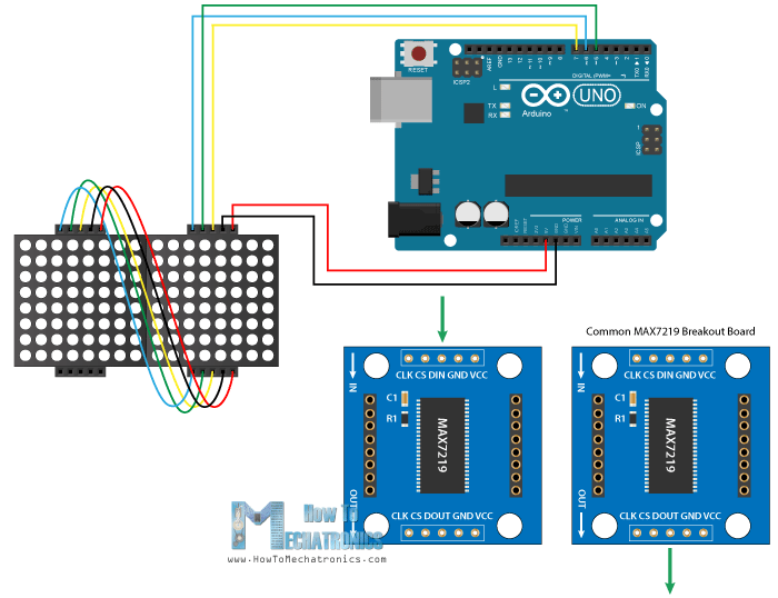 8x8 LED Matrix MAX7219 Circuit Schematic