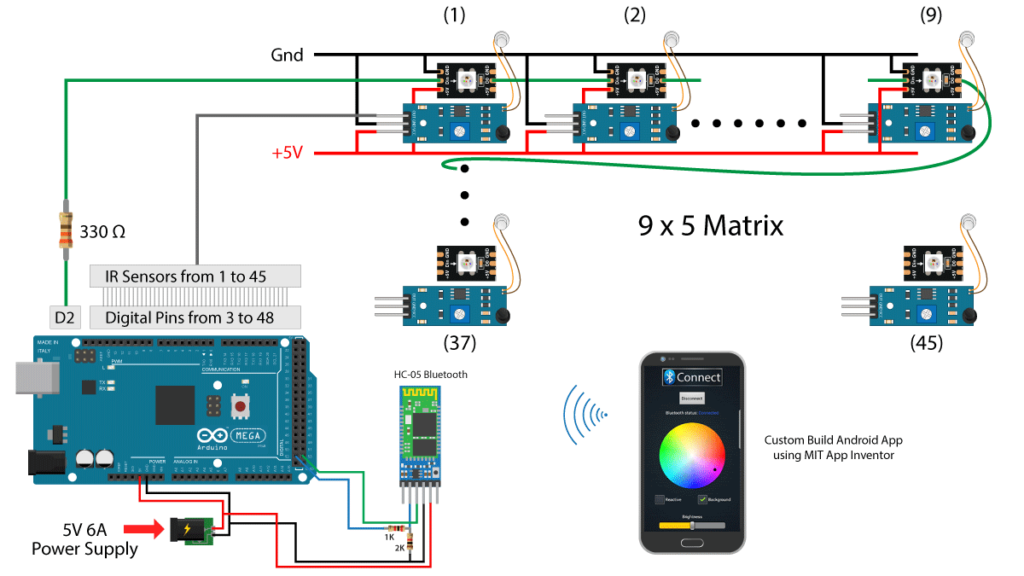 Creativity Hero Interactive LED Coffee Table Circuit Schematic