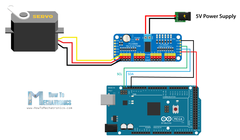 Arduino and PCA9685 Circuit Schematic