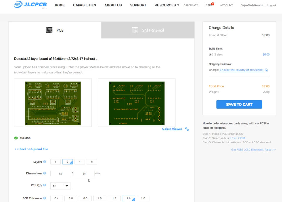 custom pcb design order from JLCPCB