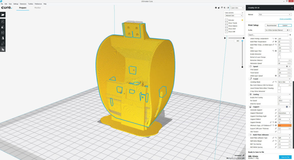 3D Printing the ant robot head - cura settings