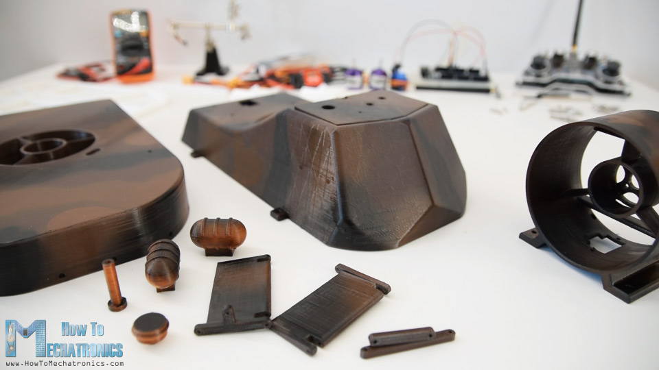 diy rc hovercraft - painted parts ready to be assembled