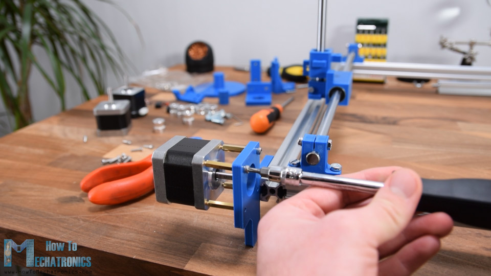 Mouting the X-axis stepper motor for the CNC machine