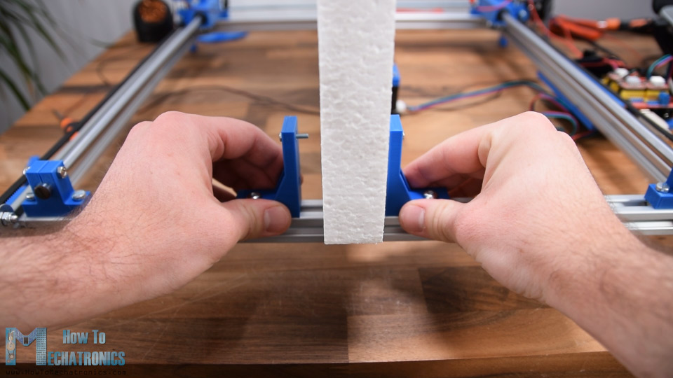 Securing the foam piece to the machine