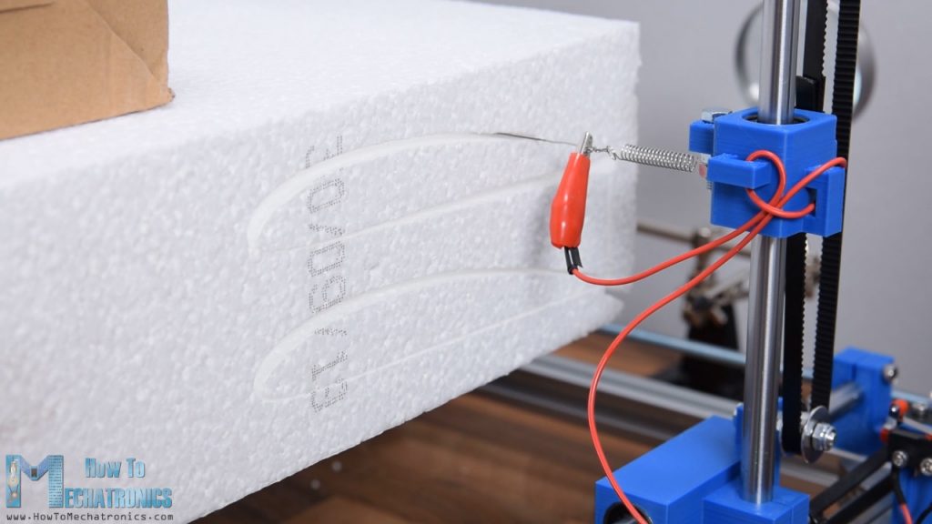 Cutting Styrofoam airfoils for RC airplane using a DIY CNC hot wire machine