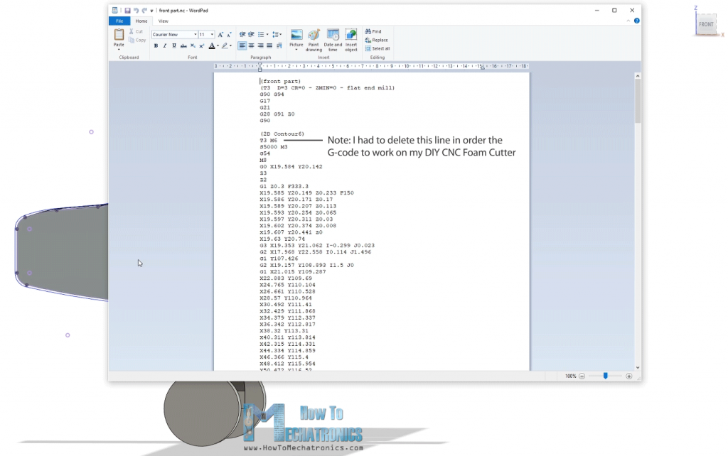 G-code for the Airplane Fuselage generated with Fusion 360