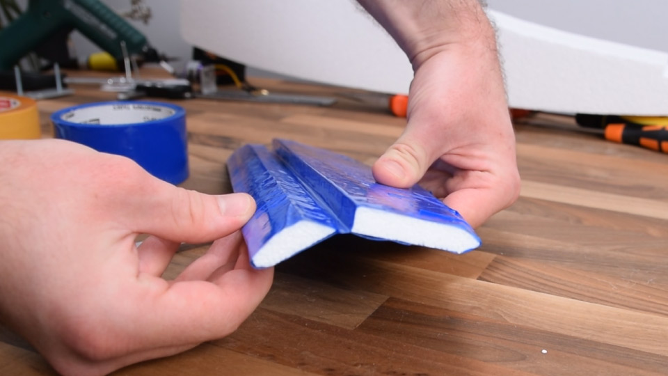 Horizontal stabilizer and elevator hinge using packing tape