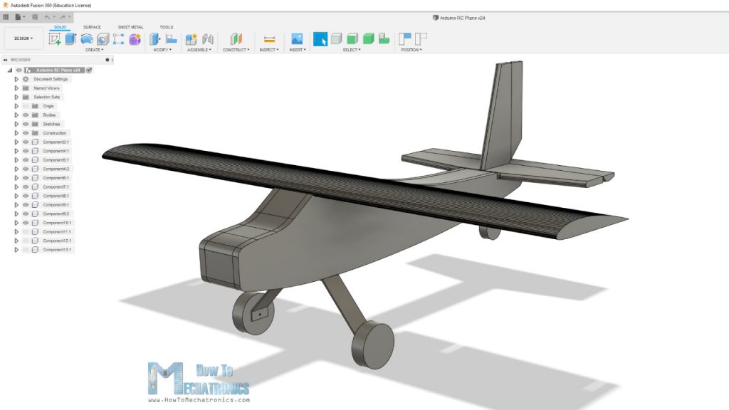RC Airplane 3D Model in Autodesk Fusion 360