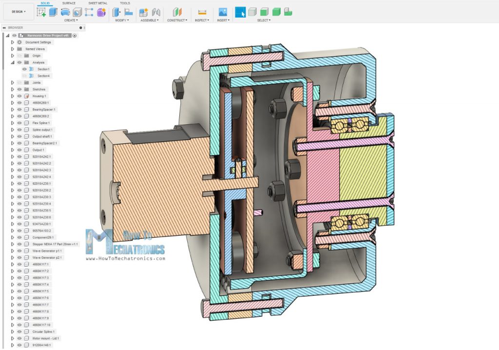 Cross section of Harmonic Drive - Strain Wave Gear