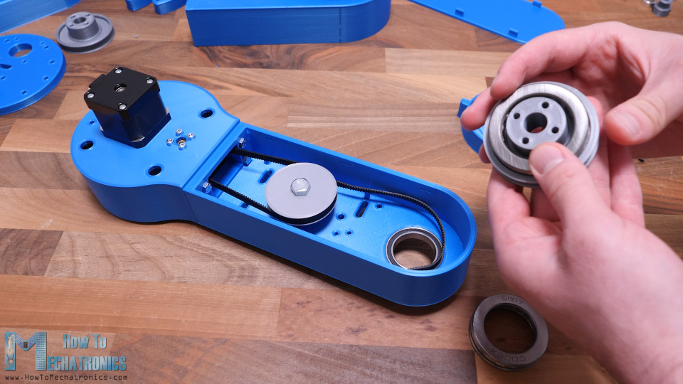 Assembling the second SCARA robot joint - 16 to 1 reduction ratio achieved with 2 GT2 belts