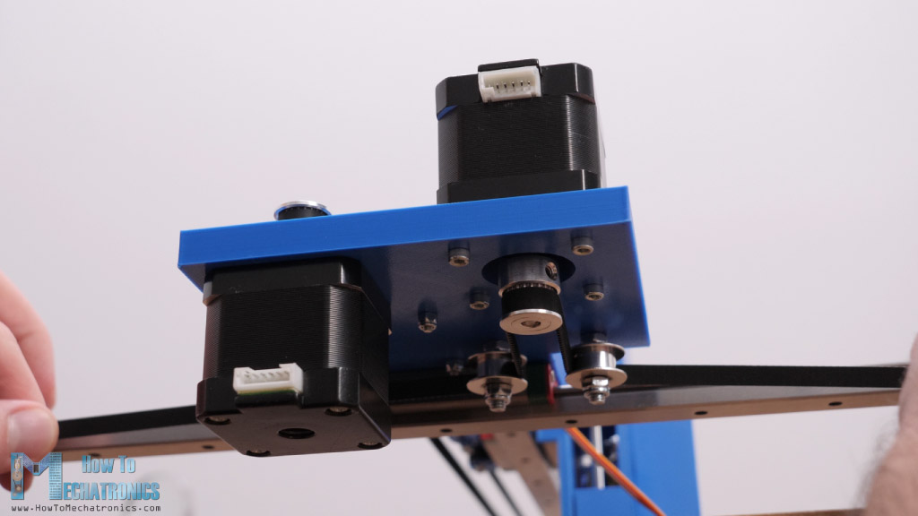 GT2 belt in straing line with two tensioning pulleys