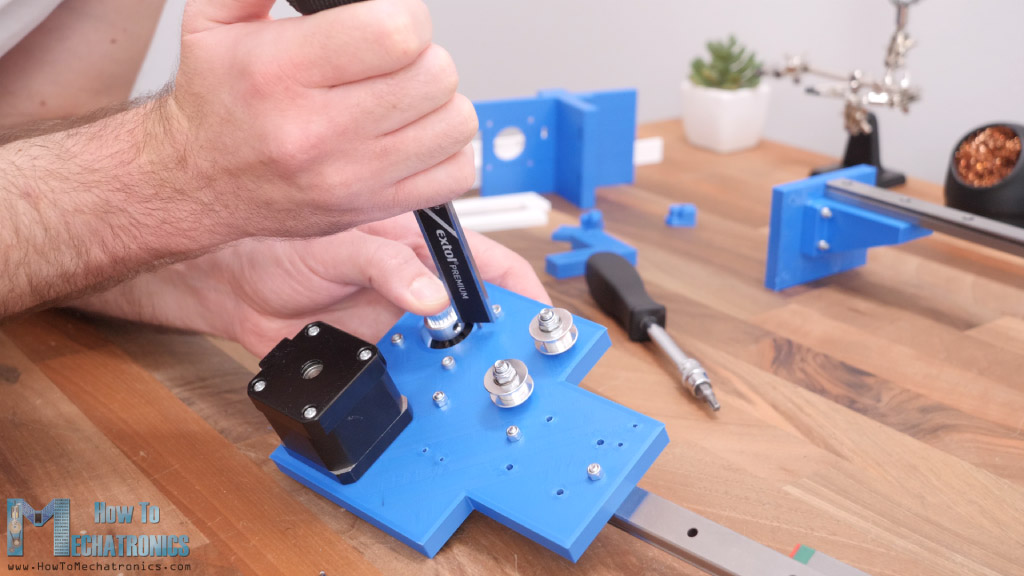 GT2 pulleys for driving the x-axis of the CNC pen plotter