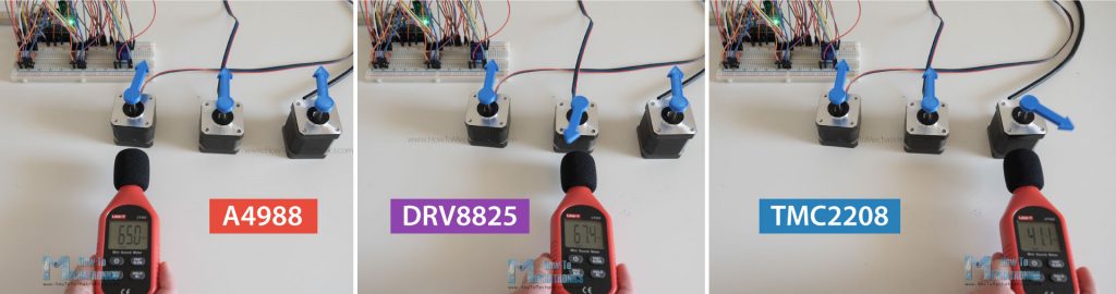 TMC2208 vs A4988 vs DRV8825 Noise Levels Comparison
