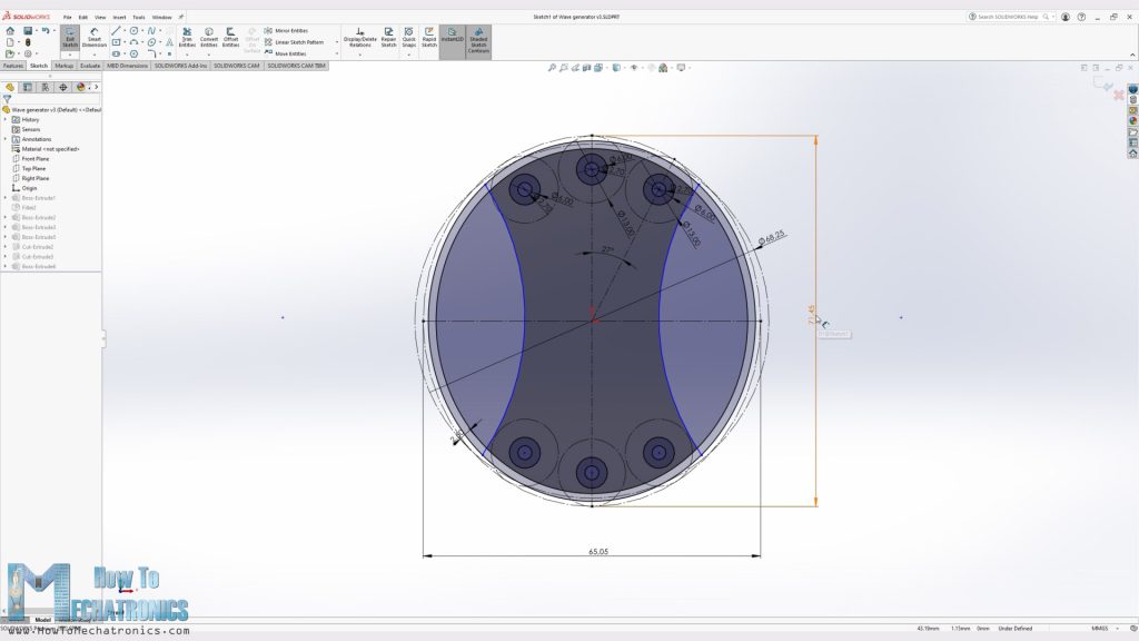 Designing the wave generator of the harmonic drive