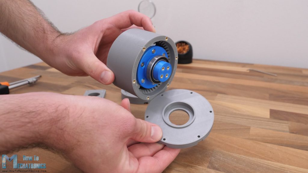 Assembling the planetary gearbox - front cover plate