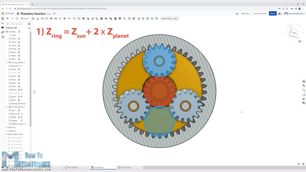 Design rule for planetary gearbox