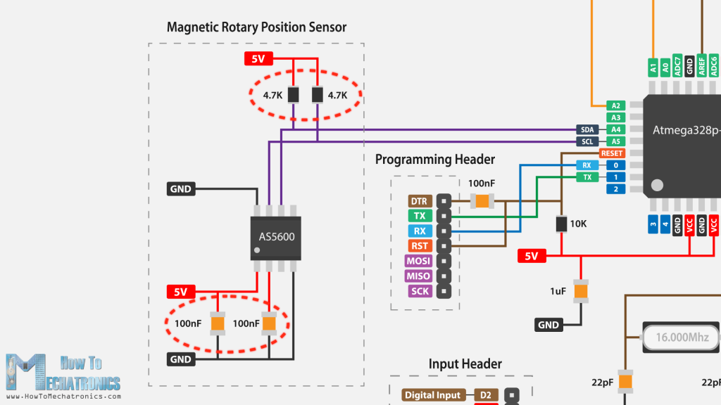 AS5600 encoder connection in a custom servo motor circuit