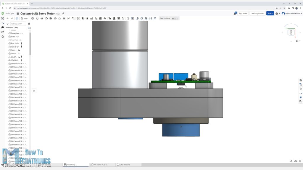Custom Servo Motor Gearbox with PCB 3D Model
