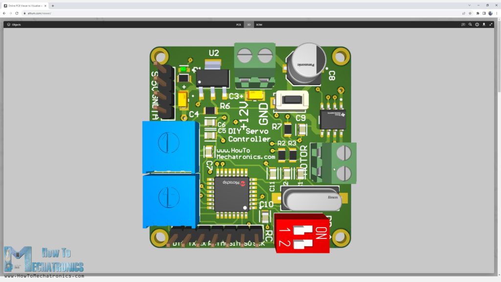 Custom servo PCB design - 3D Model
