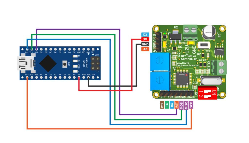 SPI connection for burning the bootloader to the ATmega328p-au controller