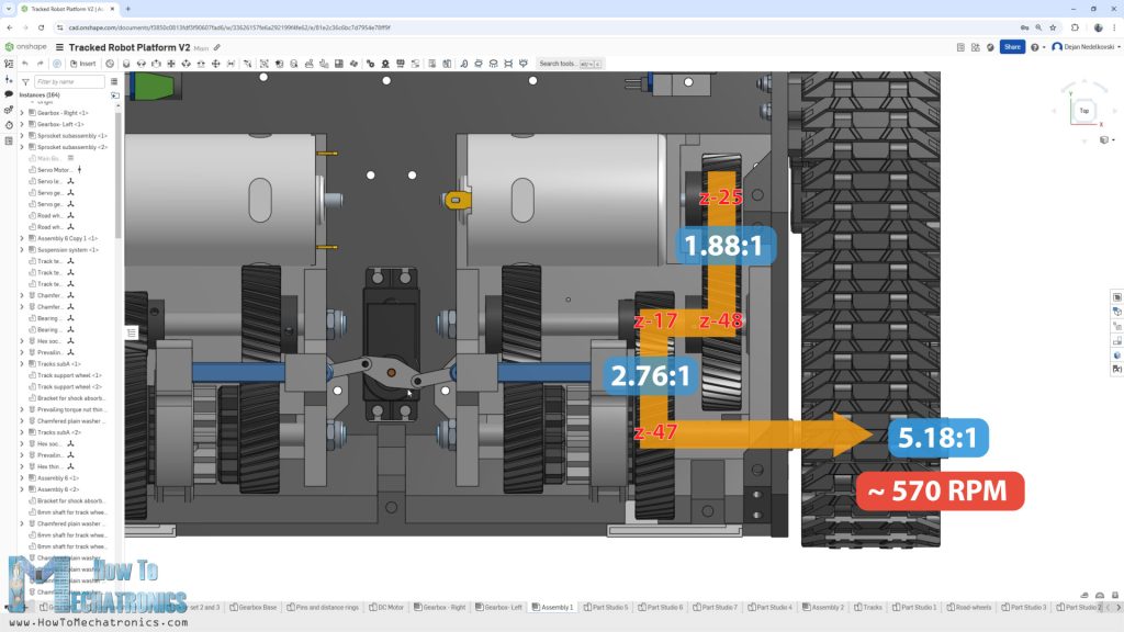 3D Printed RC tank - dual speed gearbox speed reducation ratio