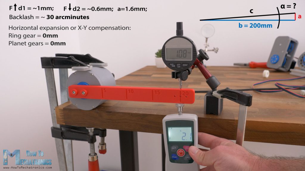 Improved backlash of the 3D printed planetary gearbox by printing the gears with tighter tolerances