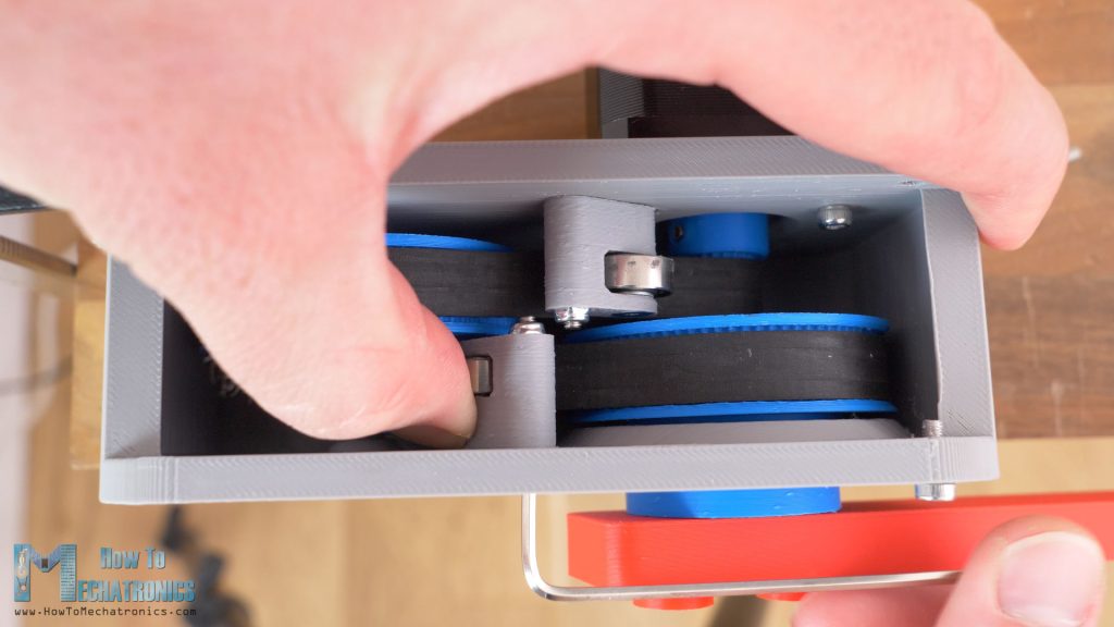 Tightening the belts of the 3d printed belt drive to increase performance