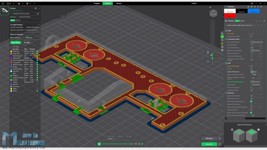 Making the tilt platform stronger by increasing the wall loops and infill density when 3d printing the part