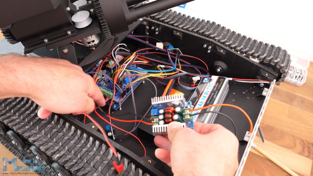 Using 4S Lipo Battery and a buck converter for powering the nerf minigun turret and rc tank